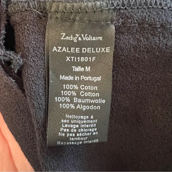 Zadig & Voltaire Deluxe Azalee Black Top Crystal Bow Keyhole Back Long Sleeve M - Picture 5 of 6